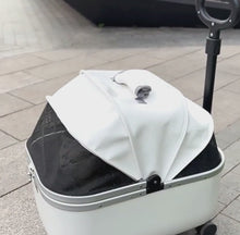 Load and play video in Gallery viewer, White Cat Carrier with Wheels | Stylish Cat Stroller | MissyMoMo
