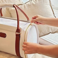 Load and play video in Gallery viewer, Mewmosa Leather Duffle Cat Bag for Travel | MissyMoMo
