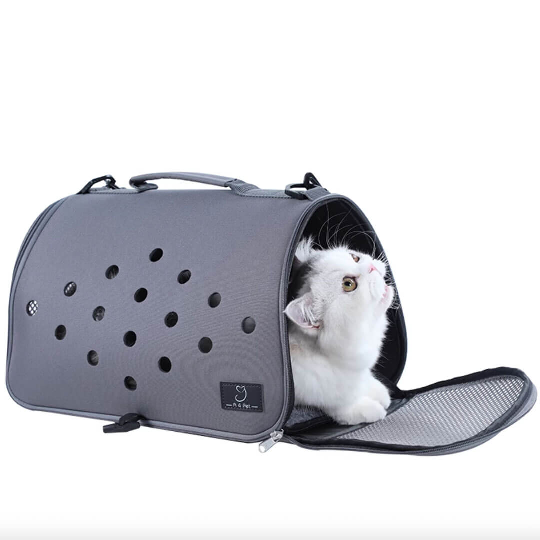 Cat Inside Gray Soft Airline-Approved Cat Carrier for Flying | MissyMoMo