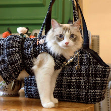 Load image into Gallery viewer, Cat Standing next to Black Arkika Cat Shoulder Bag | MissyMoMo
