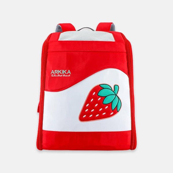 Arkika Travel Cat Backpack in Red With Strawberry Design | MissyMoMo