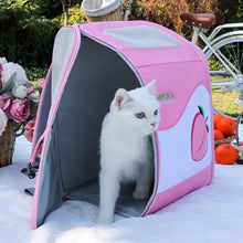 Load image into Gallery viewer, White Cat Getting Out of Pink Arkika Travel Cat Backpack | MissyMoMo