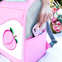 Load image into Gallery viewer, Placing Phone Into Side Pocket of Pink Arkika Travel Cat Backpack | MissyMoMo