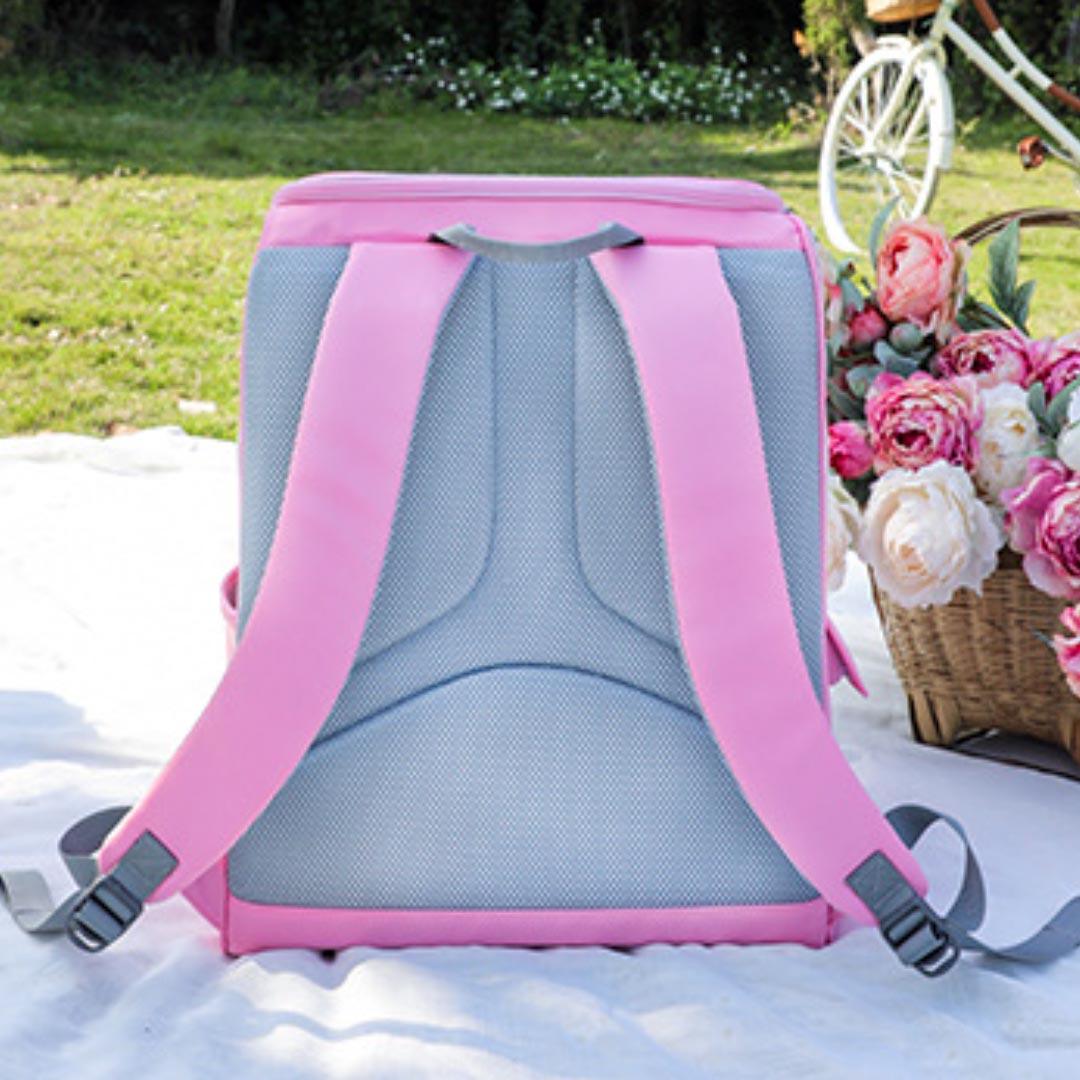 Back View of Pink Arkika Travel Cat Backpack Showing Straps | MissyMoMo