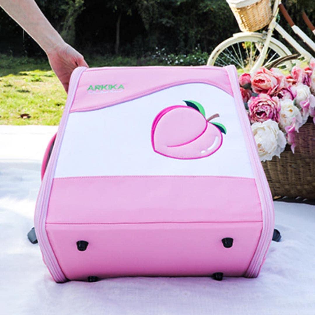 Bottom View of Pink Arkika Travel Cat Backpack With Peach Design | MissyMoMo