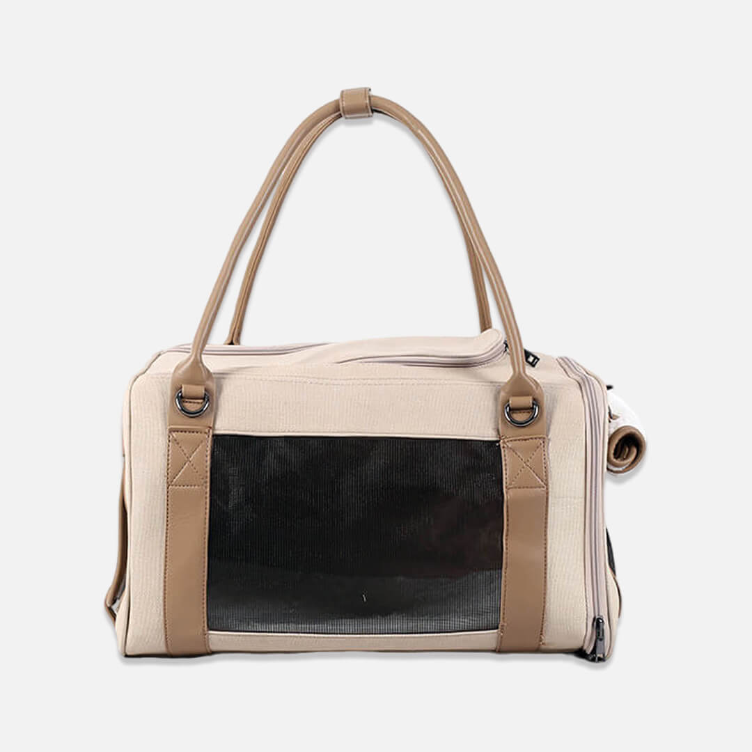 Cattique Duffle Cat Bag in Beige | MissyMoMo