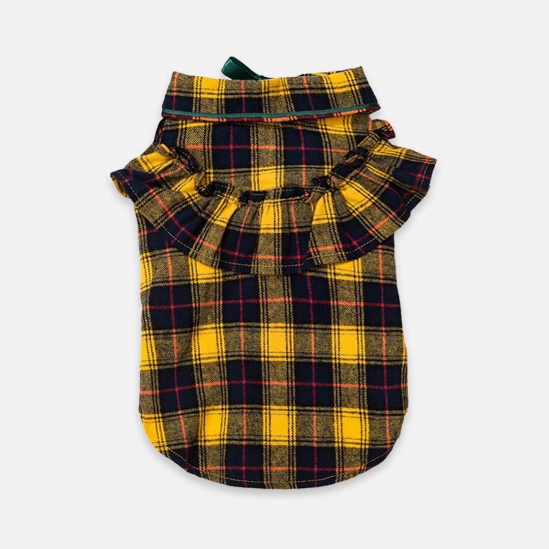 Bella Cat Shirt | Yellow Plaid Shirt for Cats | MissyMoMo