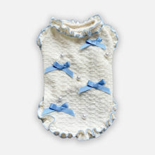 Load image into Gallery viewer, Blue And White Ruffled Bow Cat Vest | Cute Cat Vest With Bows | MissyMoMo
