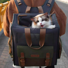 Load image into Gallery viewer, Cat Sitting Inside Stylish Cat Carrier Backpack | MissyMoMo