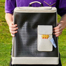 Load image into Gallery viewer, Person Holding Black & White Cat Carrier Backpack | MissyMoMo