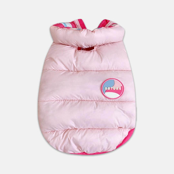 Pink Reversible Jacket for Cats | Striped & Solid Puffer Style | MissyMoMo