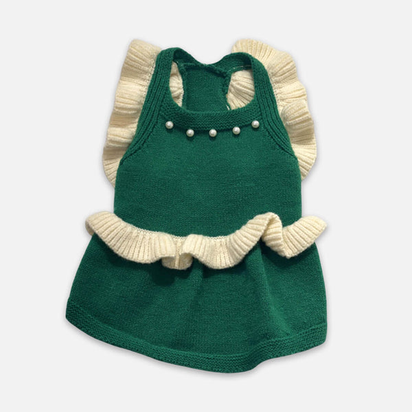 Celeste Cat Dress | Green Knit Dress for Cats & Kittens | MissyMoMo