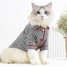 Load image into Gallery viewer, Checkers Cat Lounge Shirt | Cat with Clothes | Pajamas for Cats | MissyMoMo