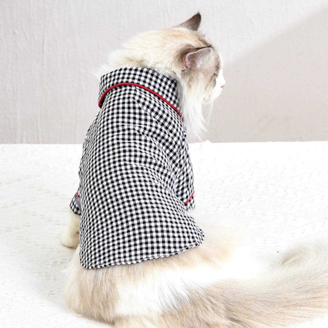 Checkers Cat Lounge Shirt | Cat with Clothes | Pajamas for Cats | MissyMoMo