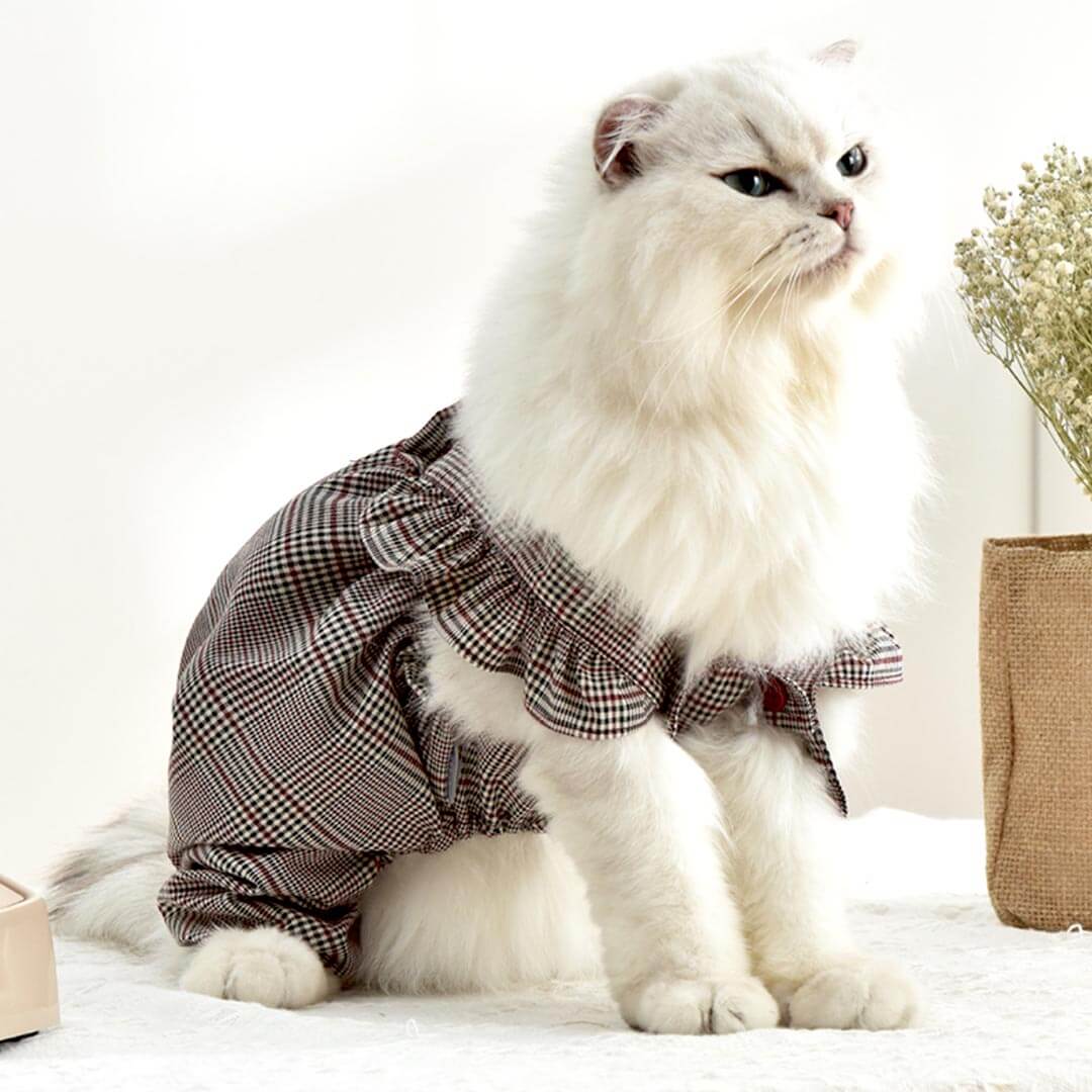 Checkers Cat Dungarees | Cat Clothes | Pet Clothes | MissyMoMo