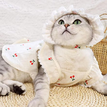 Load image into Gallery viewer, Cat in Red Cherry Print Hat & Dress | MissyMoMo