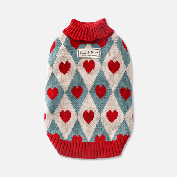 Cupid Cat Sweater | Red 
Heart Pattern Sweater for Cats | MissyMoMo
