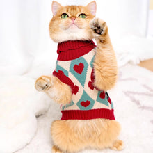 Load image into Gallery viewer, Cat in Red Heart Pattern Sweater | MissyMoMo
