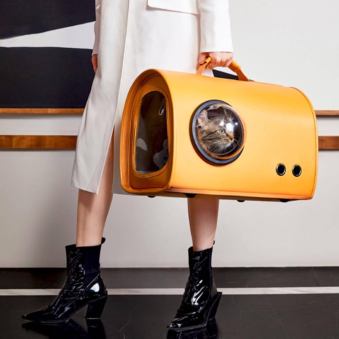 Orange Fancy Poupée Cat Carrier with Bubble Window | MissyMoMo