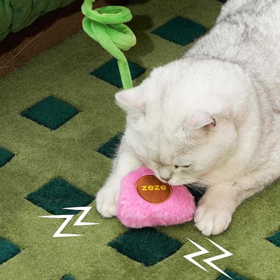 Cat Playing with Pink Plush Pillow Cat Toy | Cat Toys | MissyMoMo
