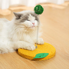 Load image into Gallery viewer, Cat Playing with Lemon Sisal Scratcher with Rattan Spring Ball | Interactive Cat Toys