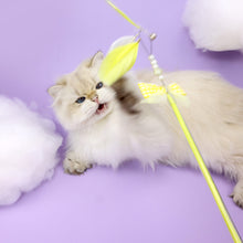 Load image into Gallery viewer, Cat with Feather Ribbon Cat Wand Toys | MissyMoMo
