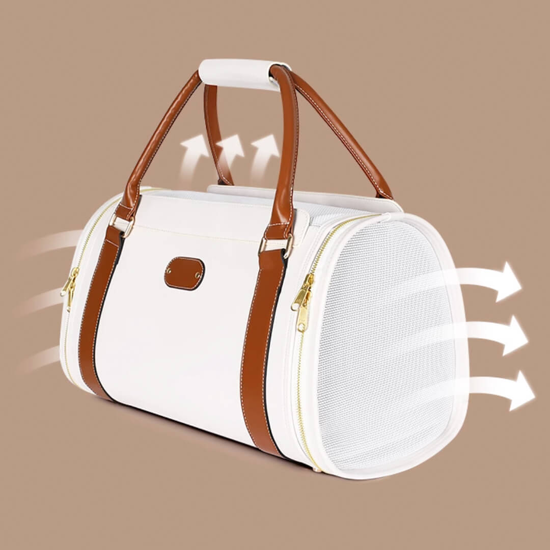 Ventilation of Leather Duffle Cat Travel Bag | MissyMoMo