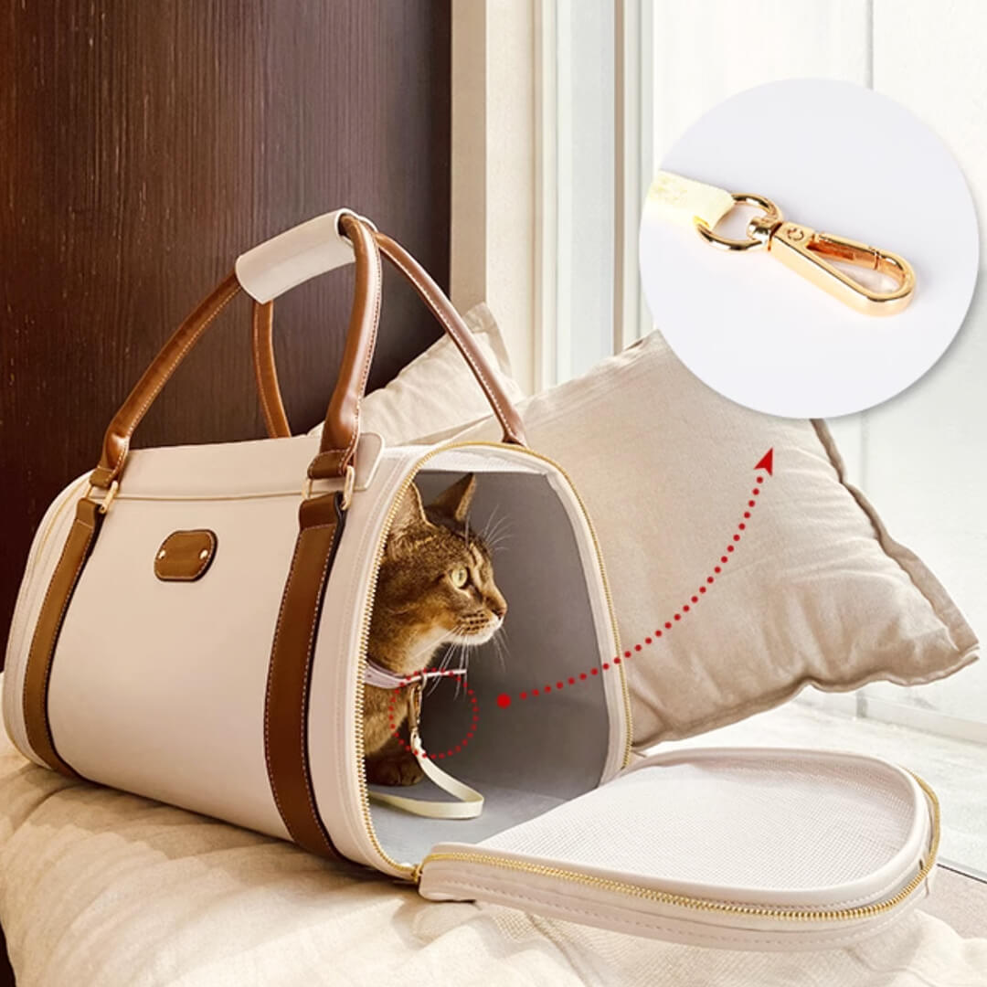 Cat Inside Leather Duffle Cat Travel Bag | MissyMoMo