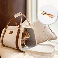 Load image into Gallery viewer, Cat Inside Leather Duffle Cat Travel Bag | MissyMoMo
