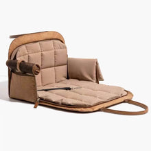 Load image into Gallery viewer, Brown Leather Cat Car Seat Carrier for Travel | MissyMoMo

