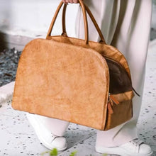 Load image into Gallery viewer, Brown Leather Cat Car Seat Carrier for Travel | MissyMoMo
