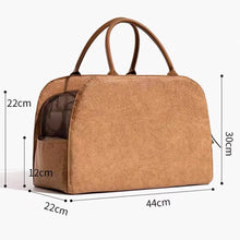 Load image into Gallery viewer, Dimensions of Brown Leather Cat Car Seat Carrier for Travel | MissyMoMo
