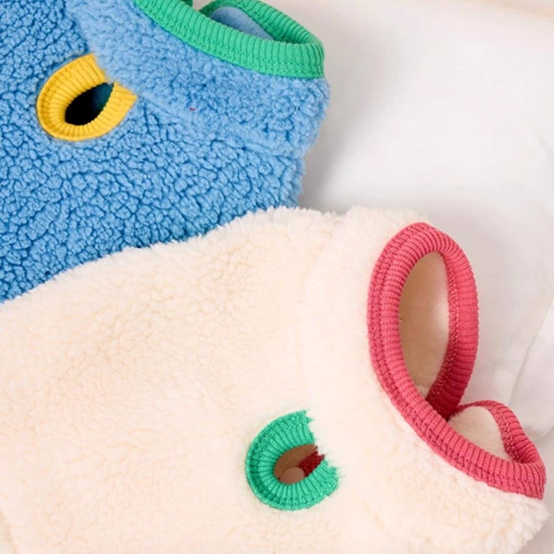 White & Blue Fleece Jackets for Cats & Kittens | MissyMoMo