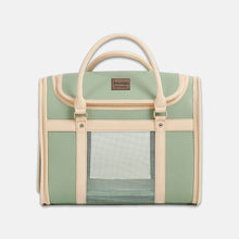 Load image into Gallery viewer, Vintage Green Leather Cat Carrier with Mesh for Travel & Vet | MissyMoMo