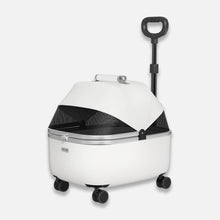 Load image into Gallery viewer, White Rolling Cat Carrier with Wheels | Stylish Pet Stroller for Cats | MissyMoMo
