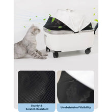 Load image into Gallery viewer, Breathable Mesh of White Leather Cat Stroller | Stylish Cat Carrier with Wheels | MissyMoMo
