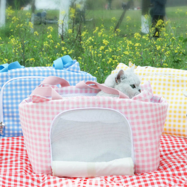 Cat in Pink Gingham Cat Carrier | Petdora Cat Carrier | MissyMoMo