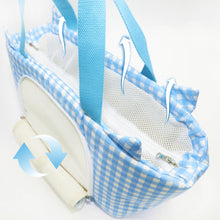 Load image into Gallery viewer, Interior View of Blue Gingham Petdora Cat Carrier | MissyMoMo