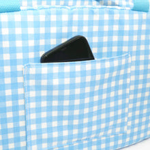 Load image into Gallery viewer, Blue Gingham Petdora Cat Carrier with Side Pocket | MissyMoMo