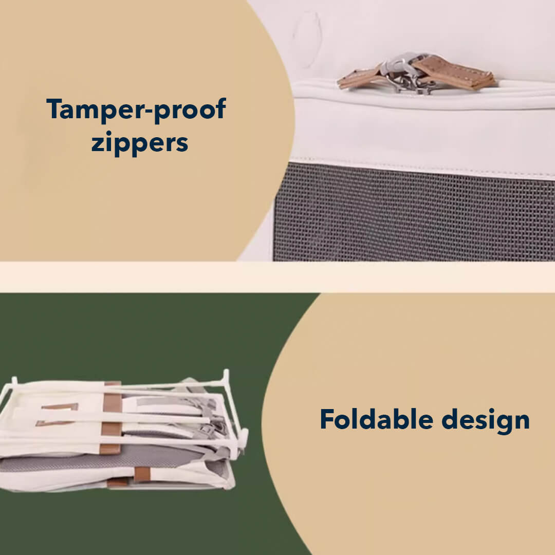 Features of Beige Collapsible Leather Cat Traveling Backpack | MissyMoMo