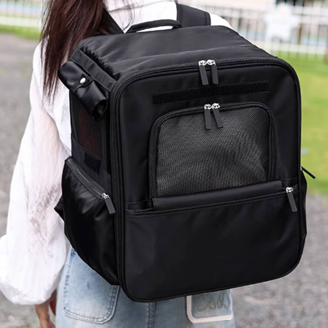 Purr Palace Tent-Like Black Cat Carrier Backpack | MissyMoMo