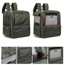 Load image into Gallery viewer, Olive Green Cat Backpack with Zipper Openings and Mesh Windows | MissyMoMo