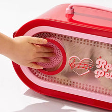 Load image into Gallery viewer, Interactive Front Door of RadioMoMo Vintage Retro Red Hard Cat Carrier | MissyMoMo
