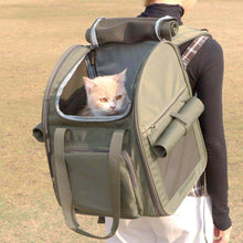 Load image into Gallery viewer, Top Loading Cat Backpack for Large Cats | Dark Green Collapsible Cat Carrier | MissyMoMo