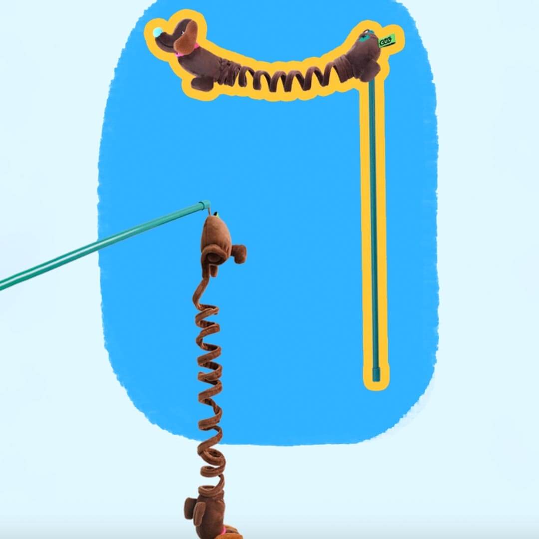 Springy Sausage Dog Teaser | Interactive Cat Toys | MissyMoMo