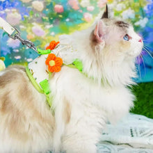 Load image into Gallery viewer, Cat in Green Floral H-Style Harness | MissyMoMo
