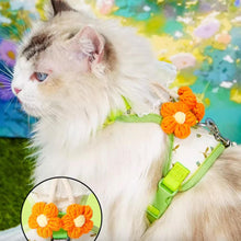Load image into Gallery viewer, Cat in Green Floral H-Style Harness | MissyMoMo
