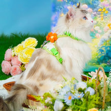 Load image into Gallery viewer, Cat in Green Floral H-Style Harness | MissyMoMo
