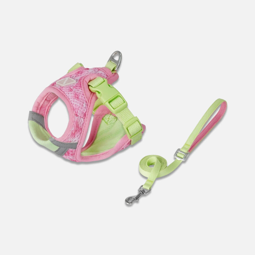 Green & Pink Mesh Cat Vest Harness | MissyMoMo