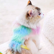 Load image into Gallery viewer, Cat in Colorful Faux Fur H-Style Cat Harness | MissyMoMo